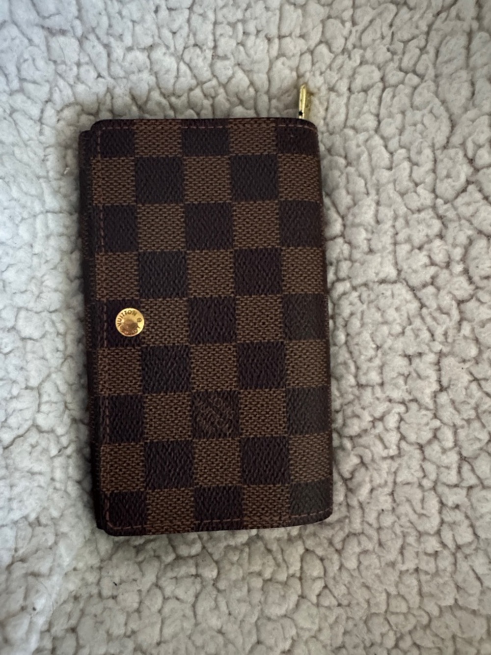 Louis Vuitton Brown Damier Ebene Check Zip Bifold Wallet
